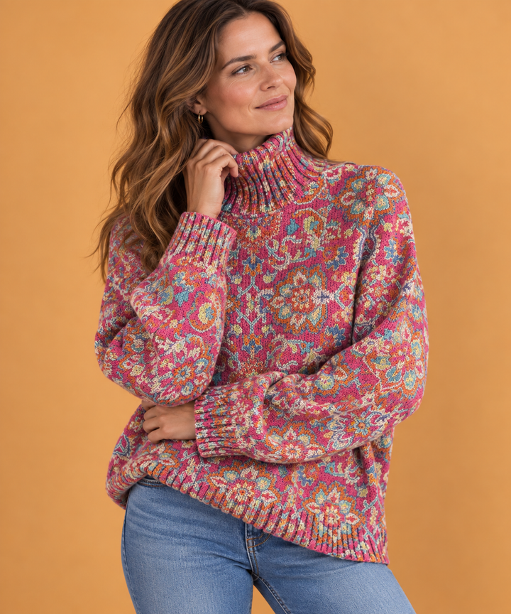 Isla | Retro Floral Turtleneck