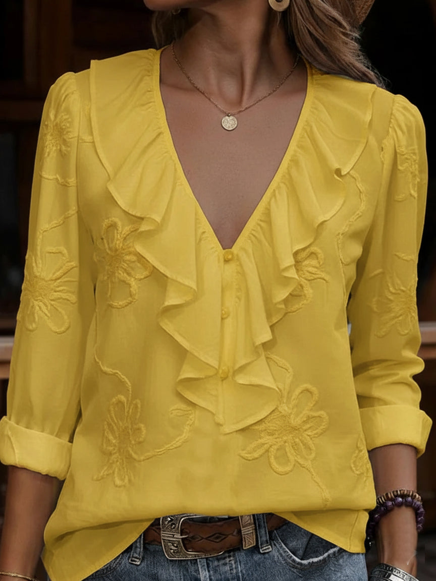 Charlotte | Ruffled Embroidered Blouse