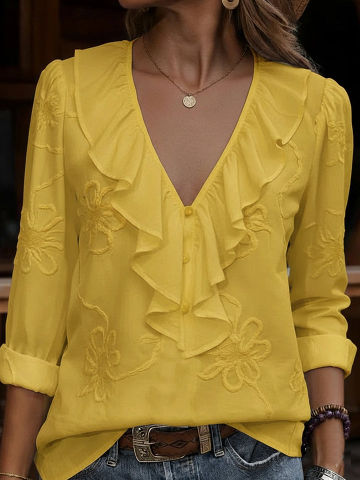 Charlotte | Ruffled Embroidered Blouse