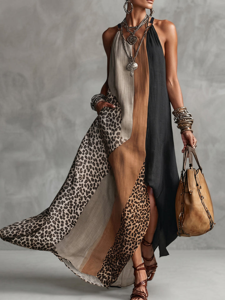 Myrna™ | Leopard Halter Maxi Dress