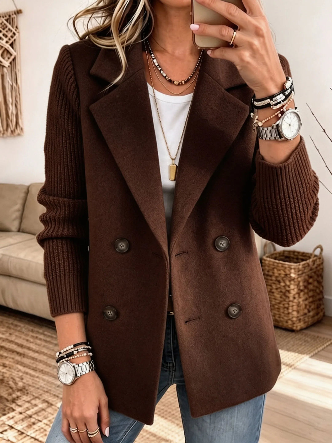 Willow | Elegant Knit-Sleeve Blazer