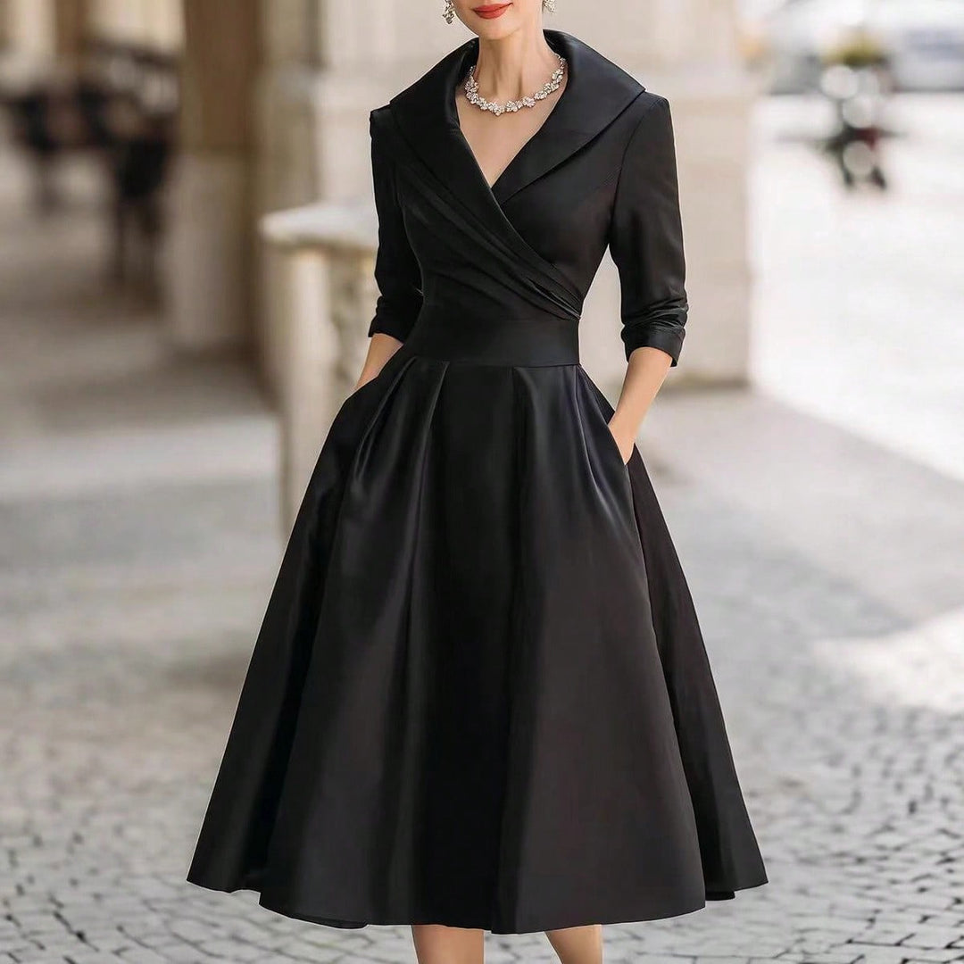 Vivienne | Wrap Shawl Collar Midi Dress