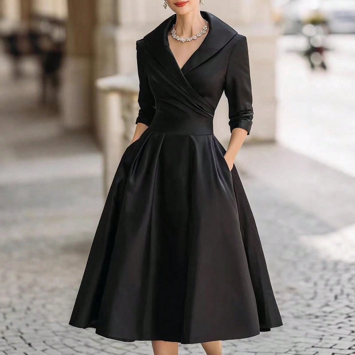 Vivienne | Wrap Shawl Collar Midi Dress