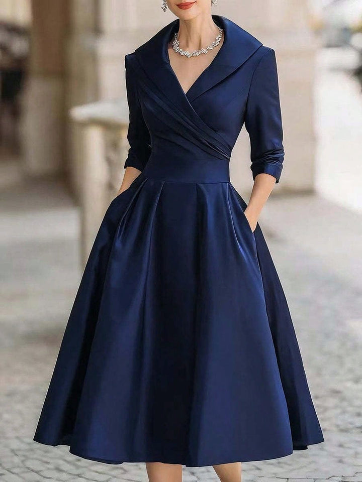Vivienne | Wrap Shawl Collar Midi Dress