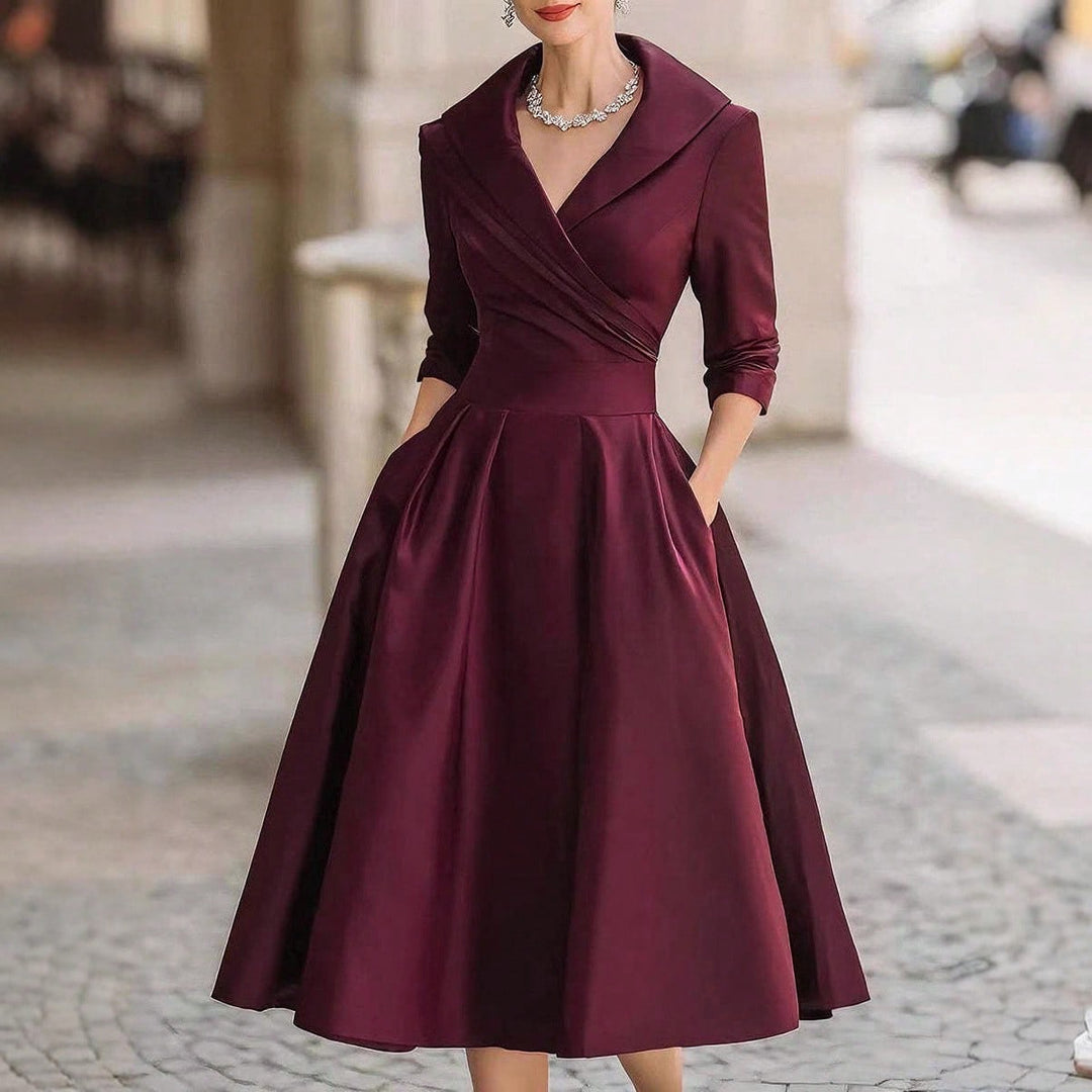 Vivienne | Wrap Shawl Collar Midi Dress