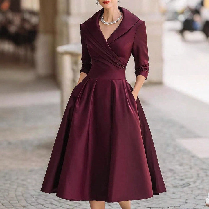 Vivienne | Wrap Shawl Collar Midi Dress