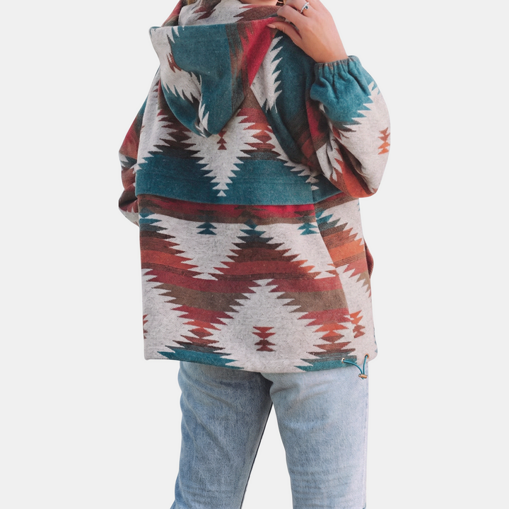 Allison | Oversized Geometric Quarter-Zip Hoodie