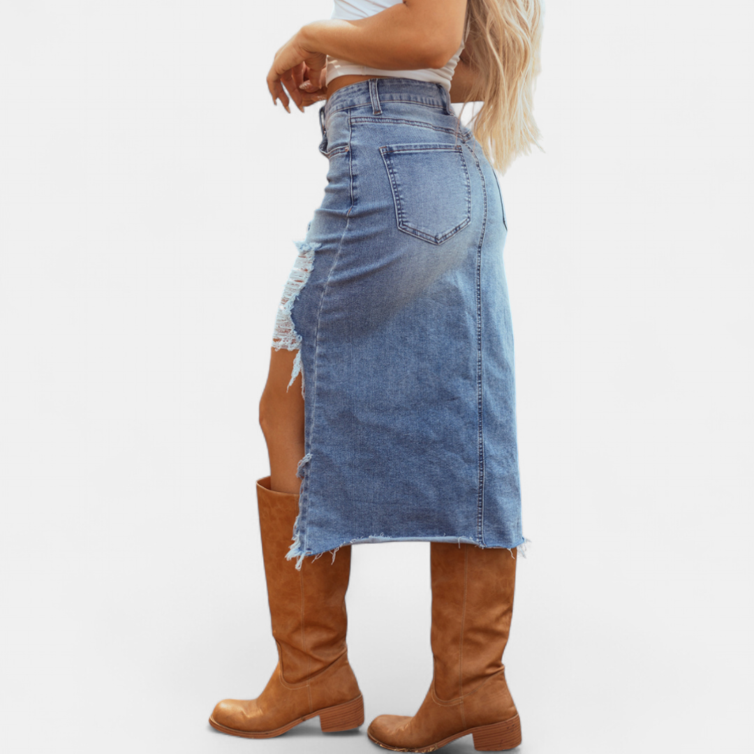 Blake | Relaxed High-Waist Denim Maxi Skirt