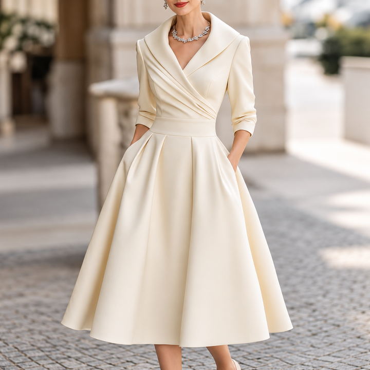 Vivienne | Wrap Shawl Collar Midi Dress