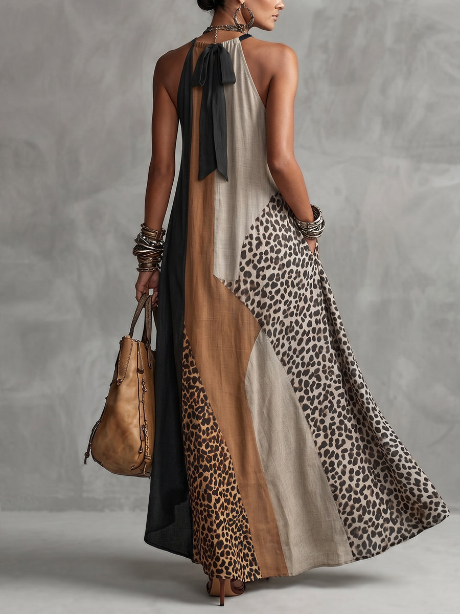 Myrna™ | Leopard Halter Maxi Dress