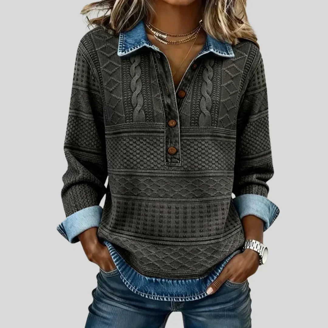 Grace | Vintage Cable Knit Collared Jumper