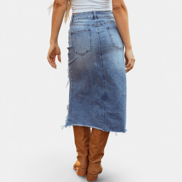 Blake | Relaxed High-Waist Denim Maxi Skirt