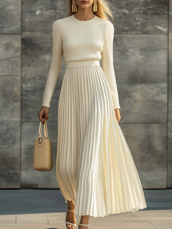 Charlotte | Ribbed Knit Top and Pleated Midi Skirt Set