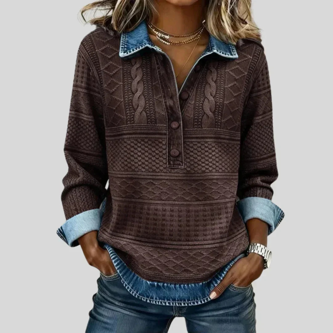 Grace | Vintage Cable Knit Collared Jumper