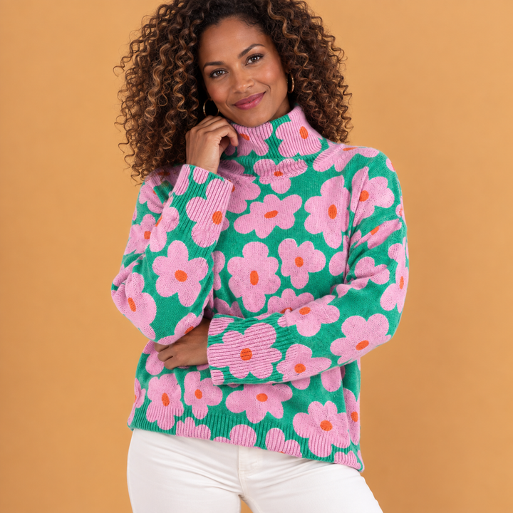 Hannah | Floral Knit Turtleneck