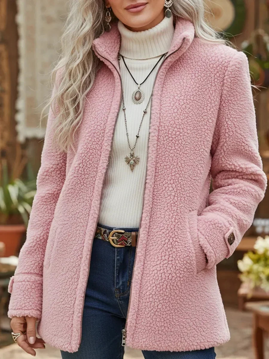 Carissa | Full-Zip Lambswool-Feel Stand Collar Jacket