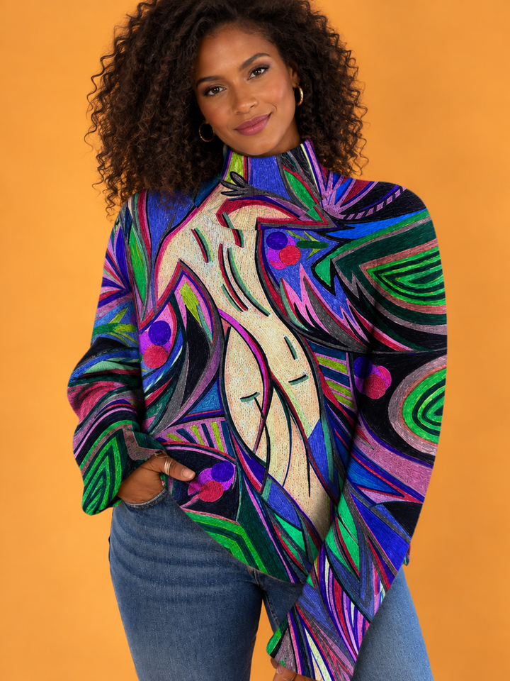 Evie | Retro Abstract Turtleneck