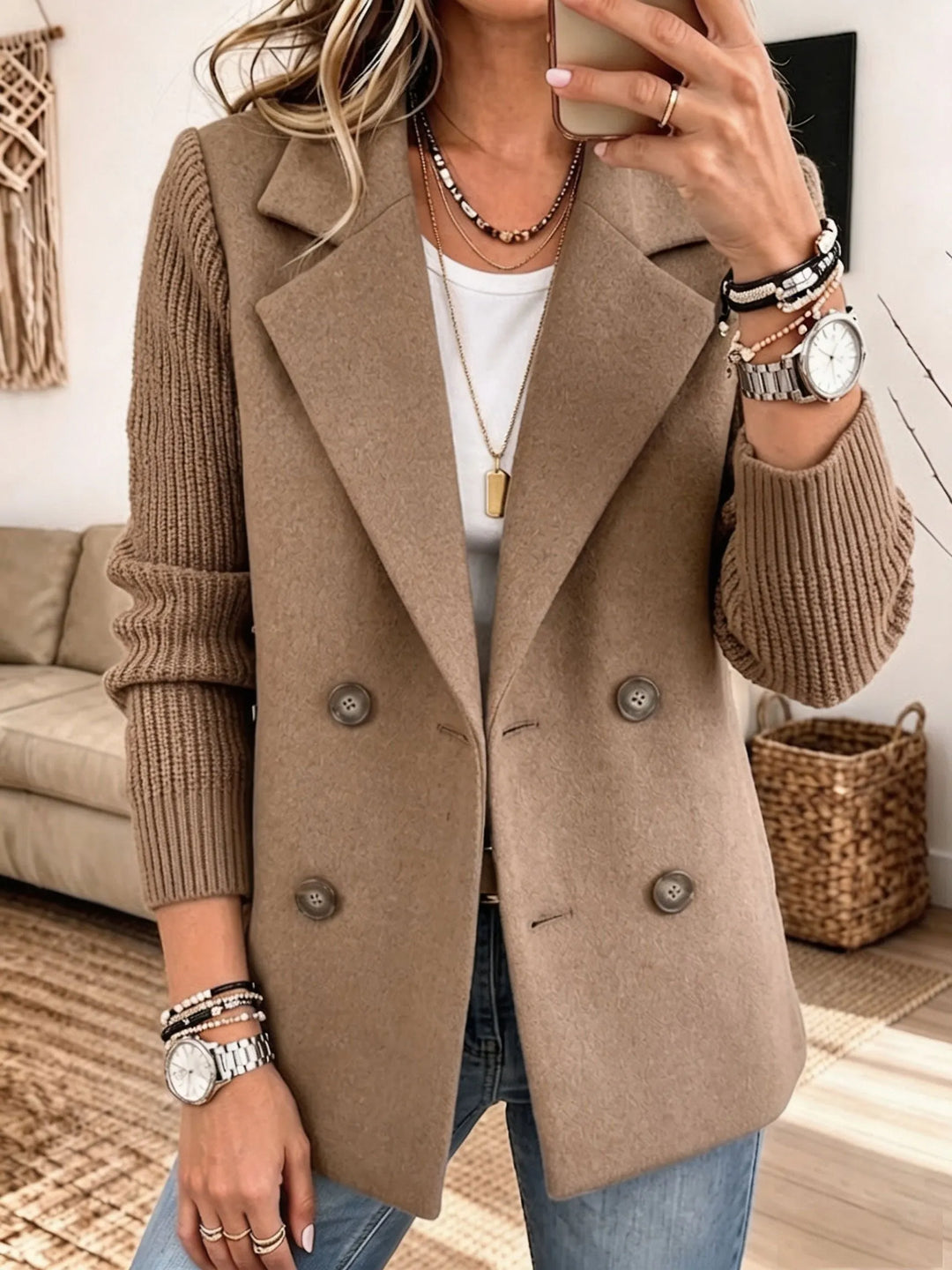 Willow | Elegant Knit-Sleeve Blazer