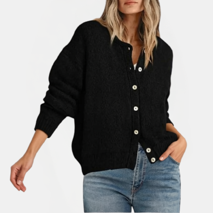 Addison | Relaxed Crewneck Button Cardigan