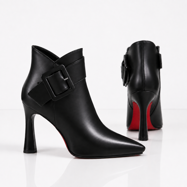 Raina | Leather Buckle Ankle Boots
