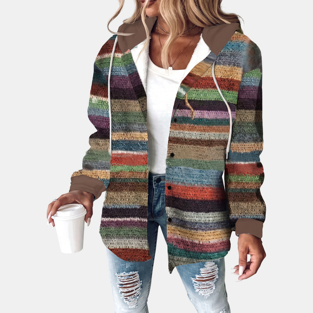 Women's Hooded Button Front Plaid Shacket Jacket