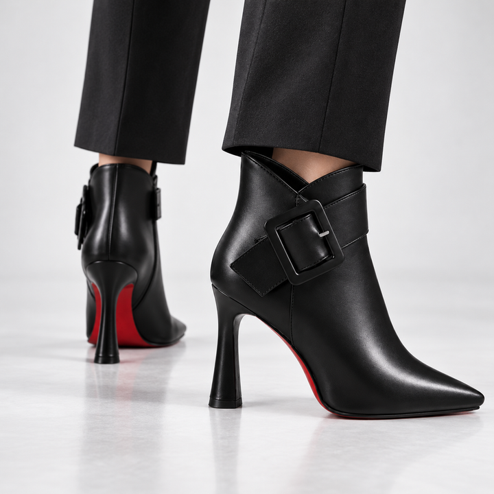 Raina | Leather Buckle Ankle Boots