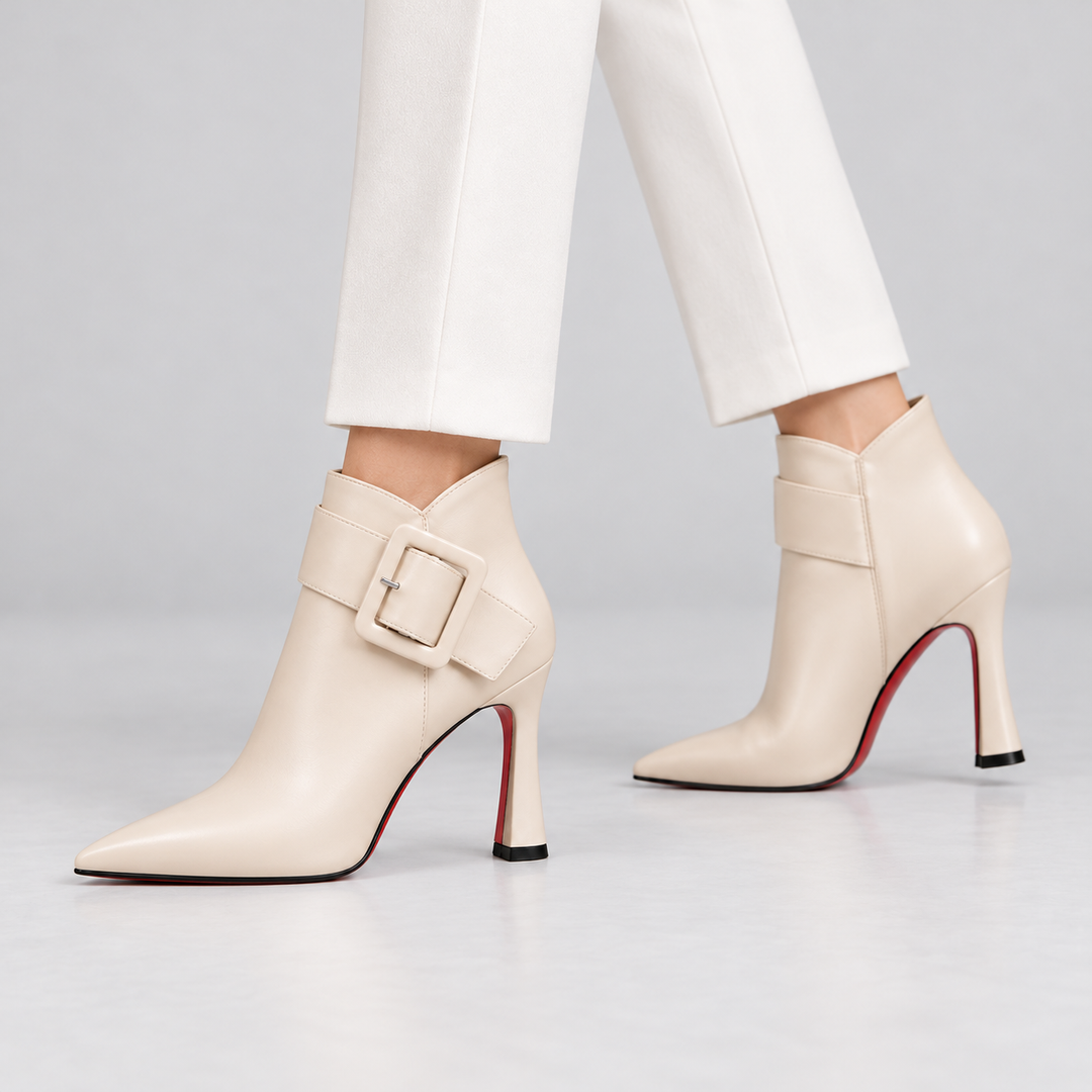 Raina | Leather Buckle Ankle Boots