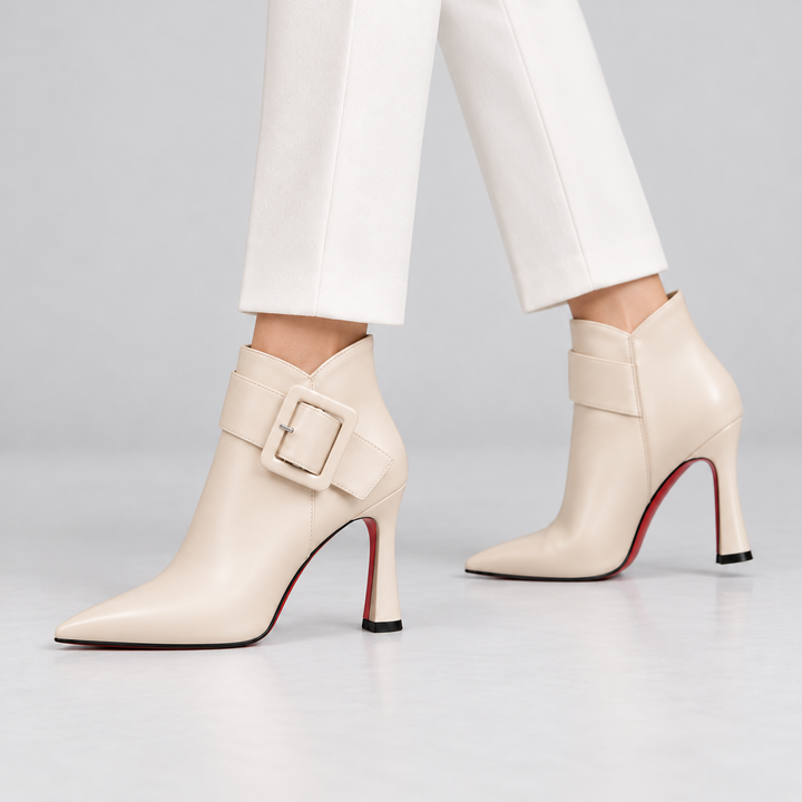 Raina | Leather Buckle Ankle Boots