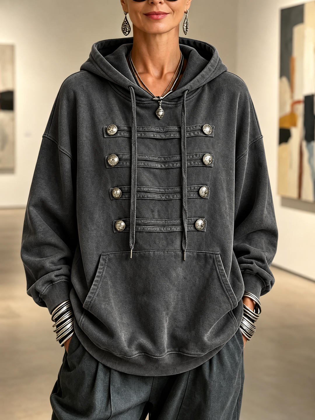 Claire | Military-chic Oversized Olive Green Hoodie