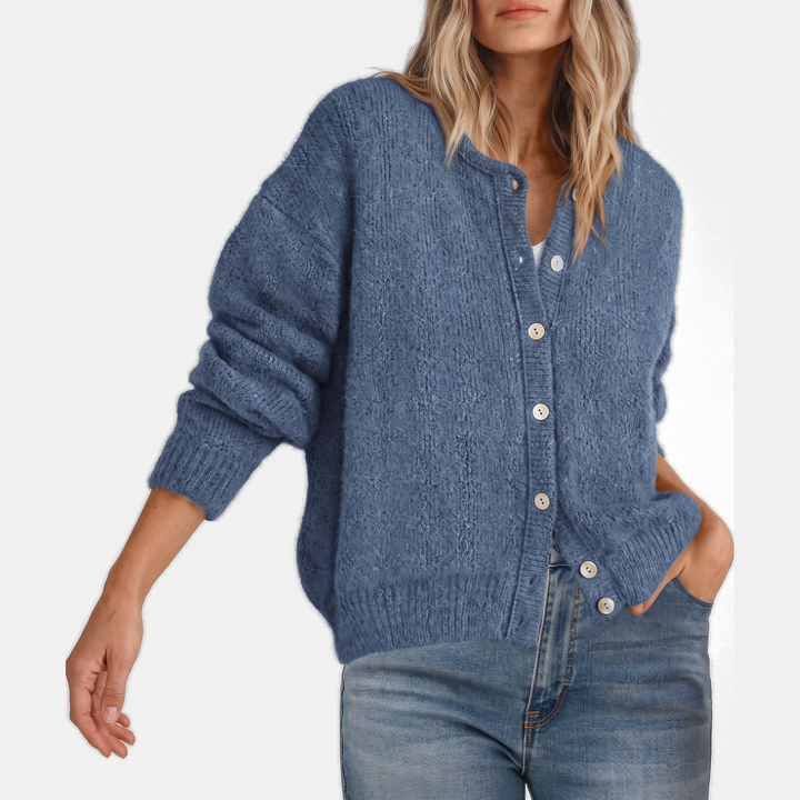 Addison | Relaxed Crewneck Button Cardigan