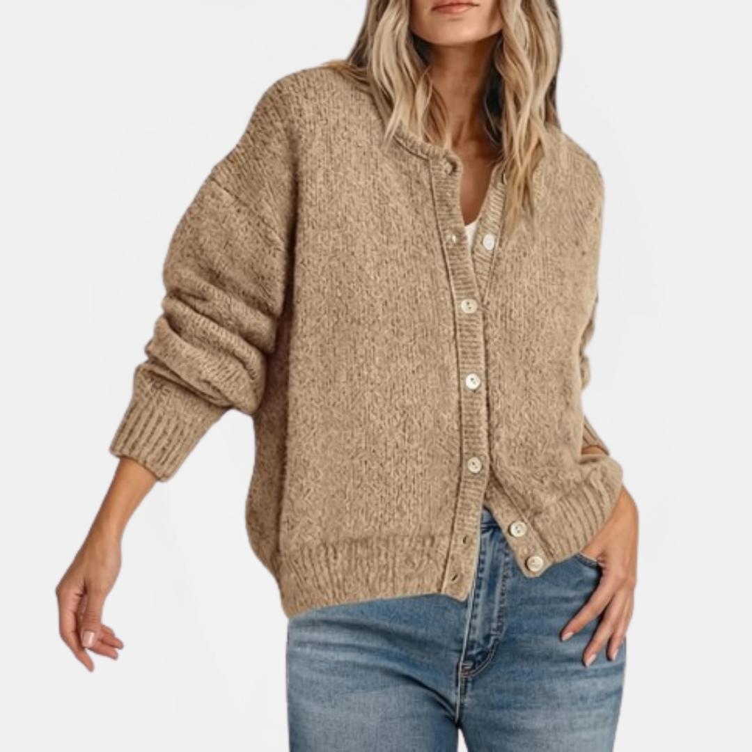 Addison | Relaxed Crewneck Button Cardigan