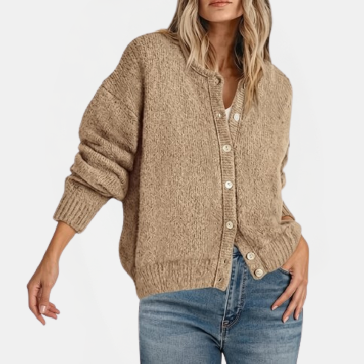 Addison | Relaxed Crewneck Button Cardigan