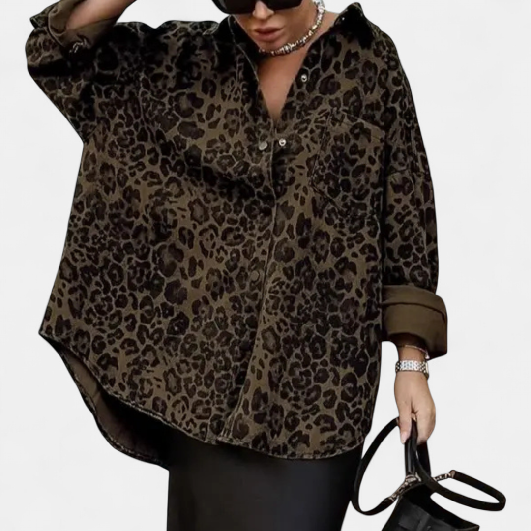 Leonora | Vintage Leopard Print Blouse