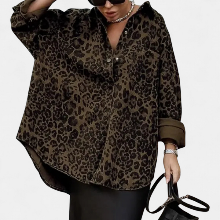 Leonora | Vintage Leopard Print Blouse