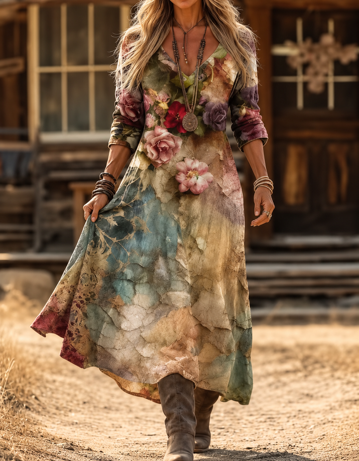 Maribel | Vintage Floral Maxi Dress