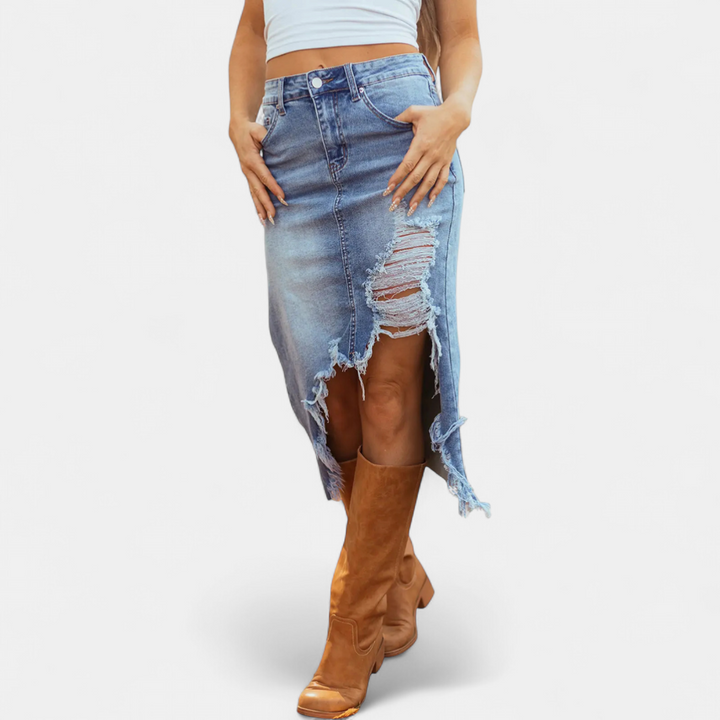 Blake | Relaxed High-Waist Denim Maxi Skirt