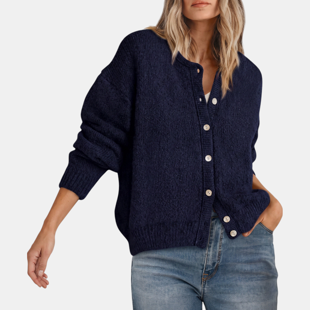 Addison | Relaxed Crewneck Button Cardigan