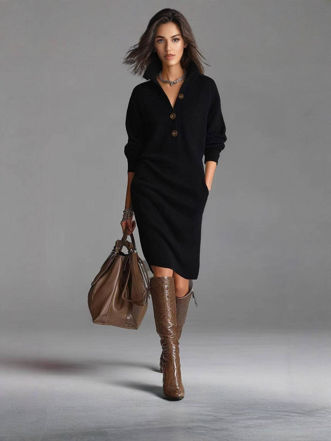 Rosamundina | Elegant Button-Up Jumper Dress