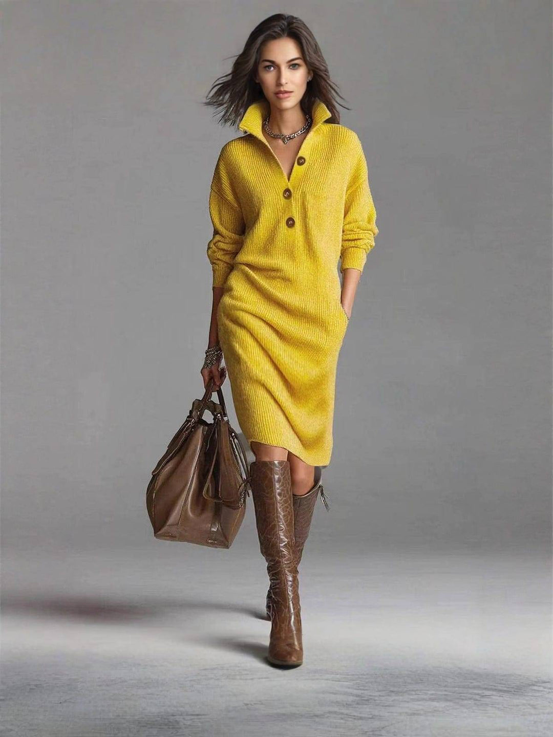 Rosamundina | Elegant Button-Up Jumper Dress