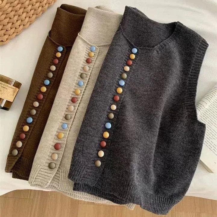 THE MARIBEL | COLOR-BUTTON KNIT VEST