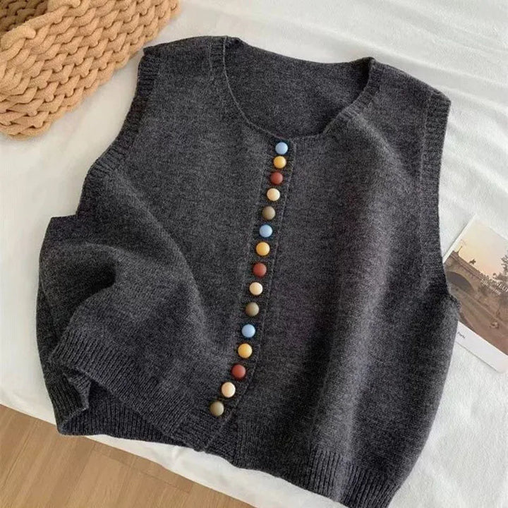 THE MARIBEL | COLOR-BUTTON KNIT VEST