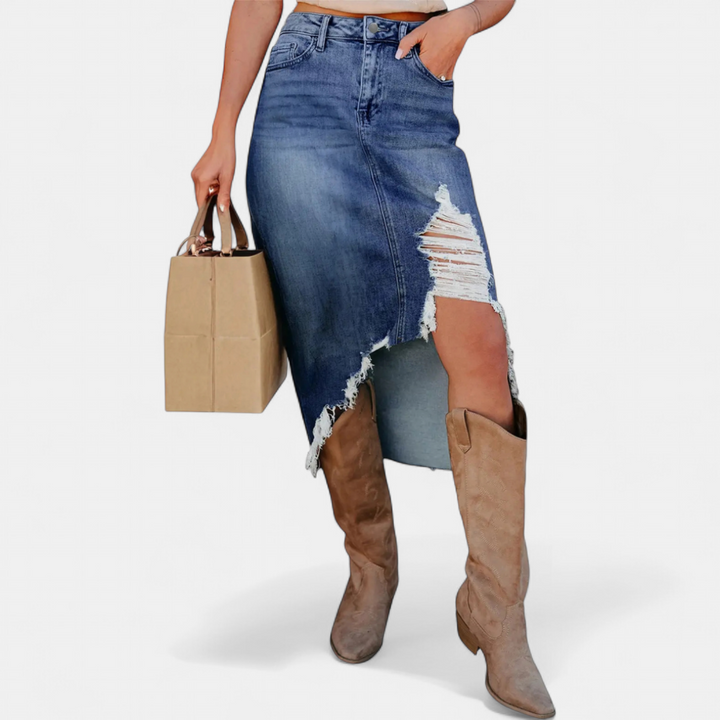 Blake | Relaxed High-Waist Denim Maxi Skirt