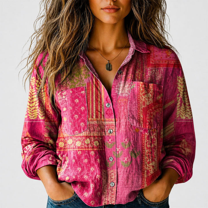 Savannah | Women's Boho Print Button-Front Shirt