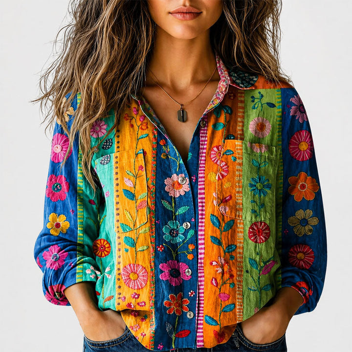 Savannah | Women's Boho Print Button-Front Shirt