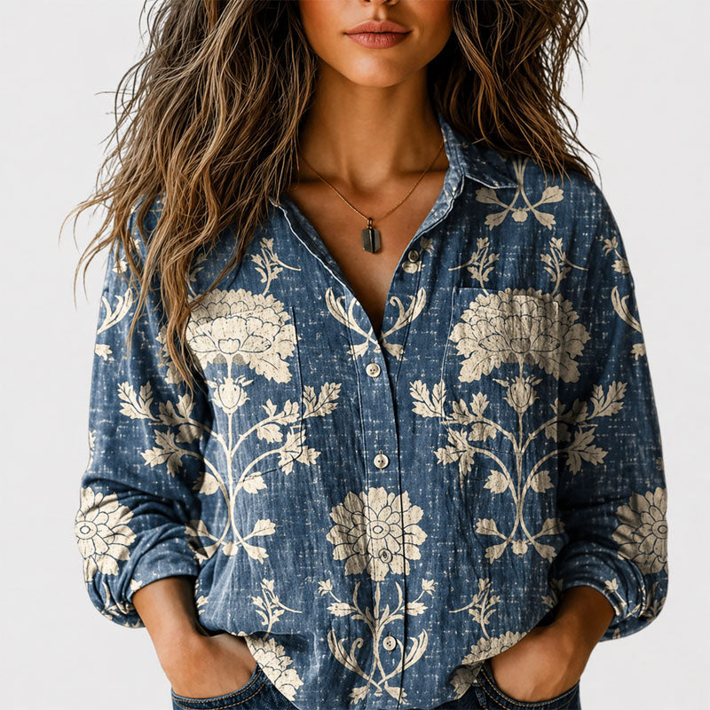 Savannah | Women's Boho Print Button-Front Shirt