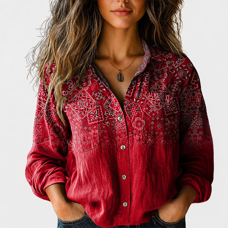 Savannah | Women's Boho Print Button-Front Shirt