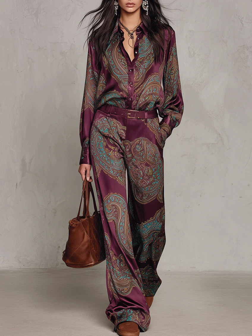 Seraphina™ | Elegant Paisley Print Two-Piece Set