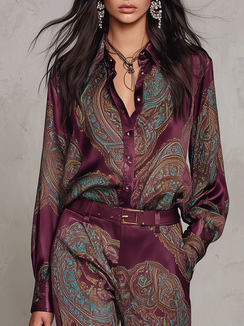 Seraphina™ | Elegant Paisley Print Two-Piece Set