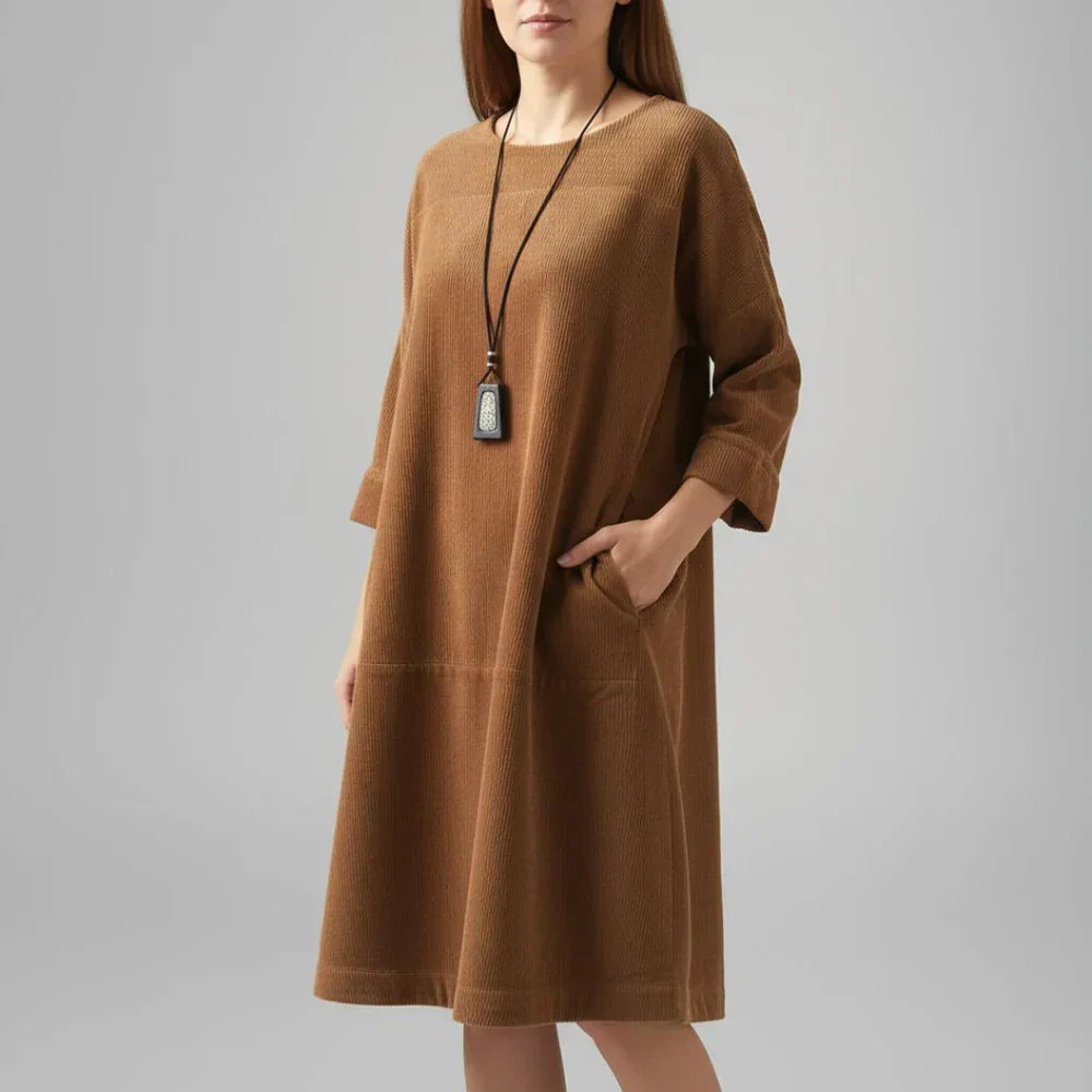 Amy™ | Relaxed Corduroy Midi Dress
