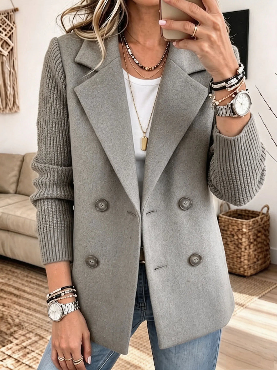 Willow | Elegant Knit-Sleeve Blazer